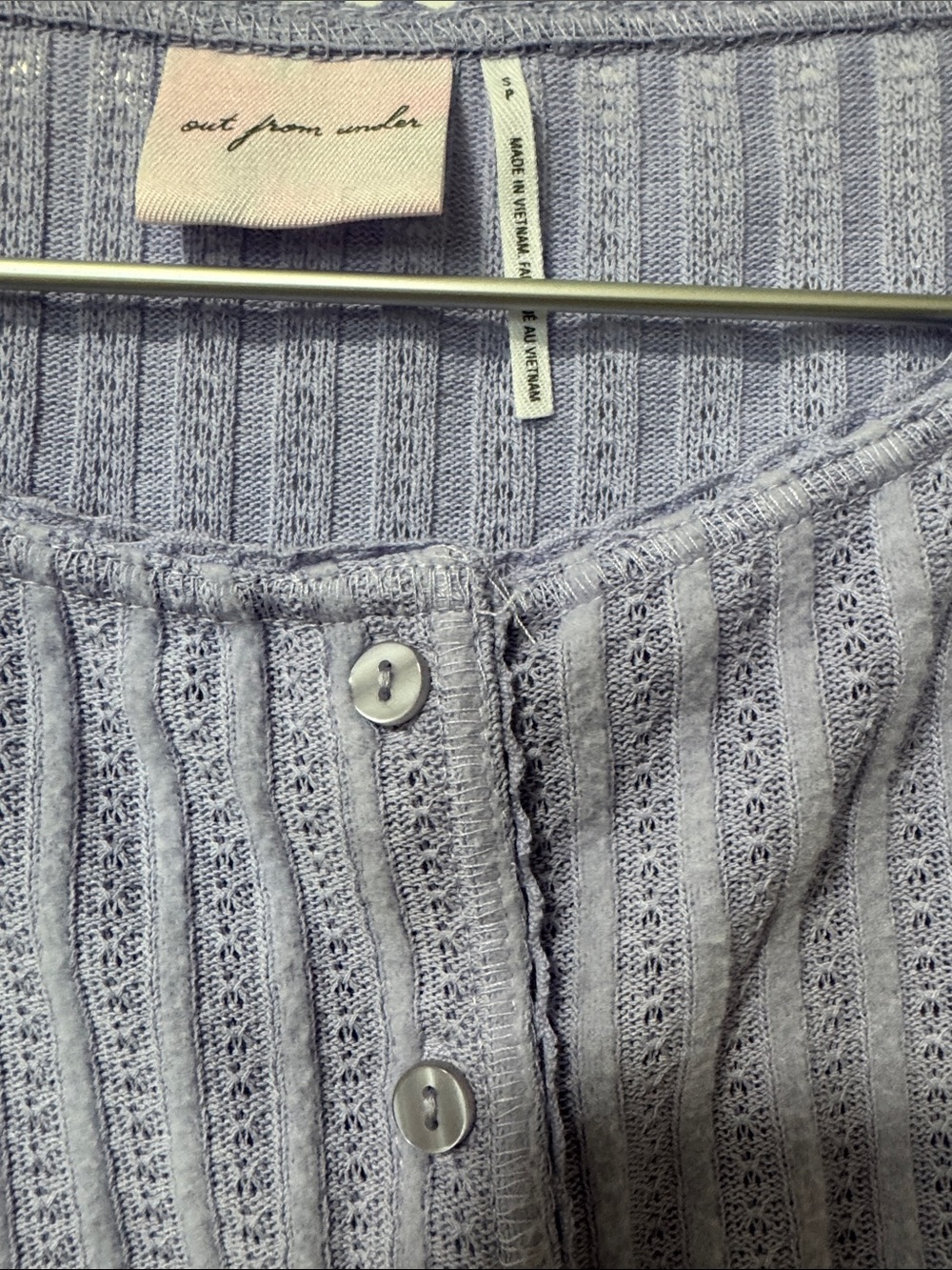 Light Purple Ribbed Button-Front Crop Top - Picture 2 of 3